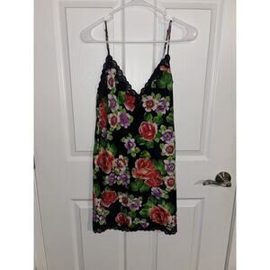 Vintage 90’s Victorias Secret Floral Satin Lace Slip Dress Gold Label Nightgown